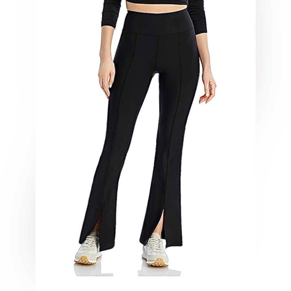 Aqua Athletic Womens Black Front Slit Stretch Pants Size XL